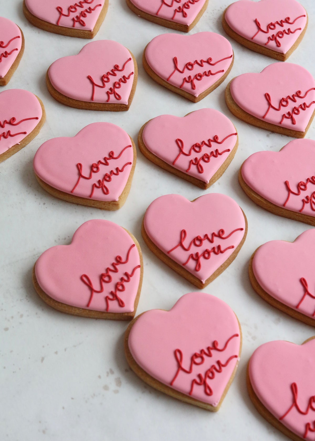 Valentine's Love You Heart Biscuits Pink