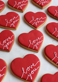 Valentine's Love You Heart Biscuits Red