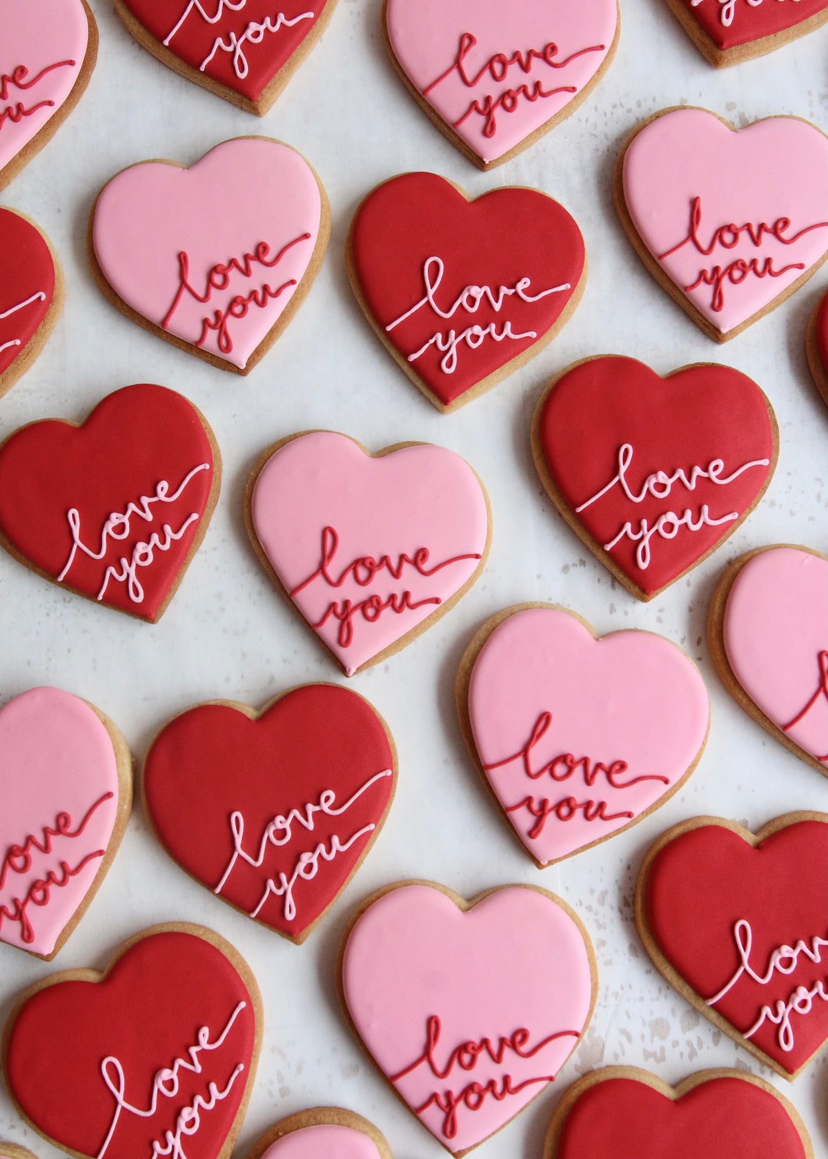 Valentine's Love You Heart Biscuits Red & Pink