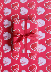 Valentine's Love You Biscuit Wrapping Paper